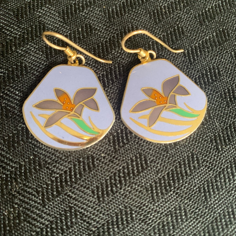 Laurel Burch Elegant Vintage Gold Floral Earrings